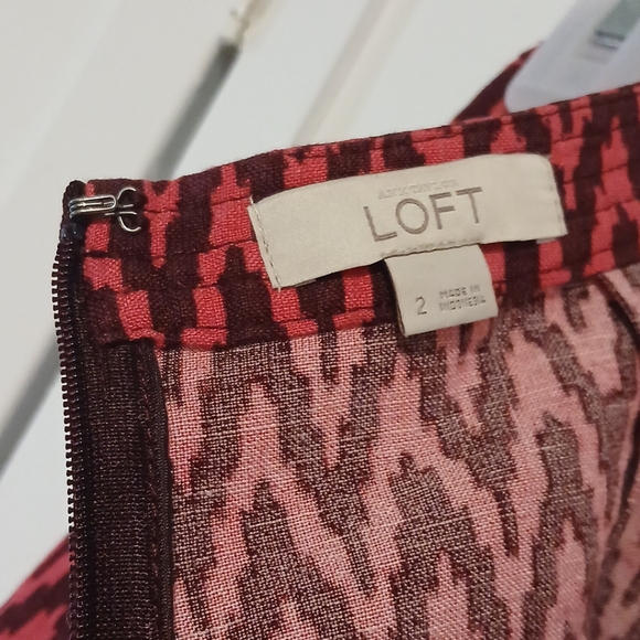 Ann Taylor LOFT Fuchsia/Magenta Linen Blend Chevron A-line Skirt Sz 2 - Picture 5 of 10
